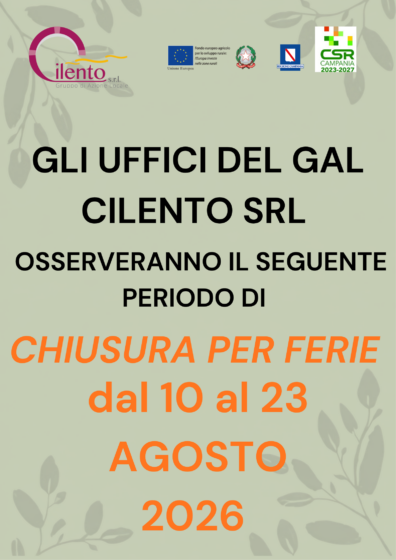 COMUNICAZIONE CHIUSURA UFFICI GAL CILENTO SRL